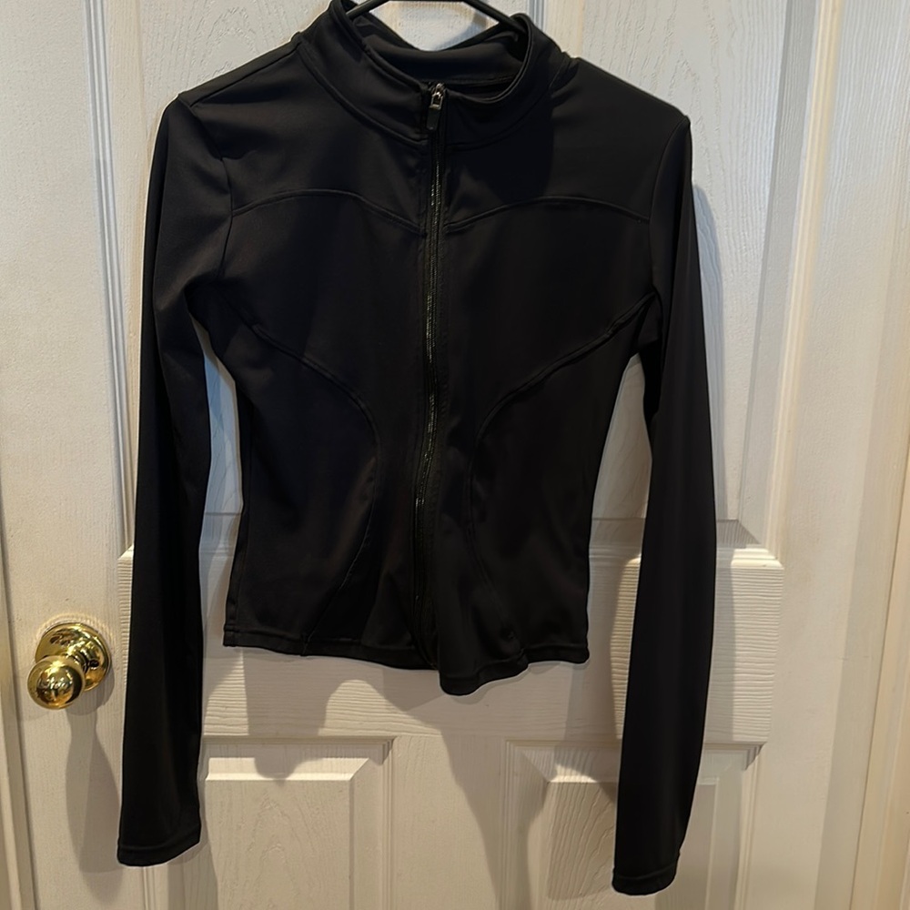 Luyaa Black Lightweight Zip Up Yoga Cropped Athletic‎ Jacket medium